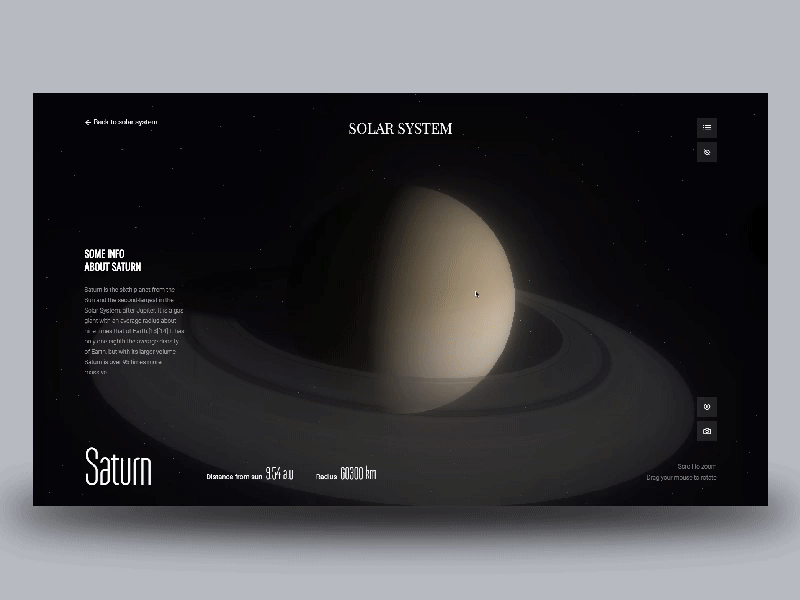 Solar system 3d website design hero landing solar system threejs ux web webgl website website design