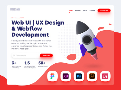 Hero screen Landing page | Web UI desgn 3d 3d model design icon landing page landing page design landing page ui red ui ui design uidesign web web design webdesign website website design