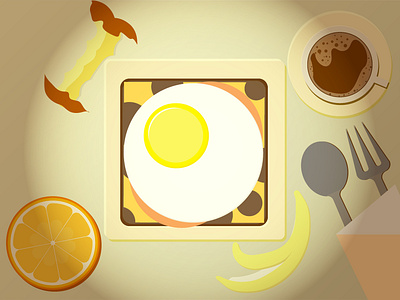Breakfast breakfast coffee digital fruits illustration meal minimal sandwich