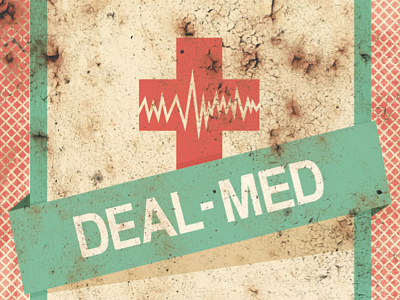 DealMed Information Handouts 50s brain burned deals er first aid hospital illustration medical retro savings texture