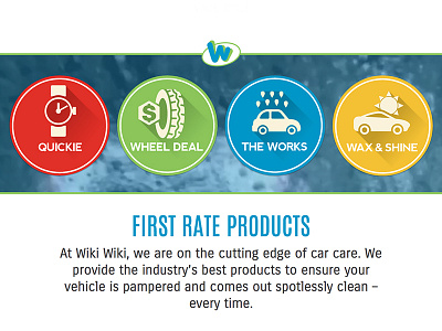 Wiki-Wiki Carwash Website car wash digital icons responsive retro shadow soap sun time tire website wiki