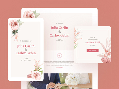 Wedding Invitation Website - Brown Flowers brown landingpage pink ui wedding wedding card wedding invitation