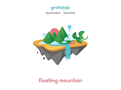 Floating Mountain animation design flat illustration vector