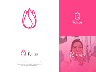Pink Tulips Logo flower logo logo tulips