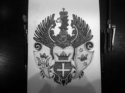 Coat Of Arms Of Konigsberg calligraphy coat of arms engraving gravure type vintage