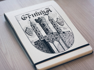 Grimma / Heraldry Posters black calligraphy coat of arms engraving gravure grimma moleskine poster type vintage