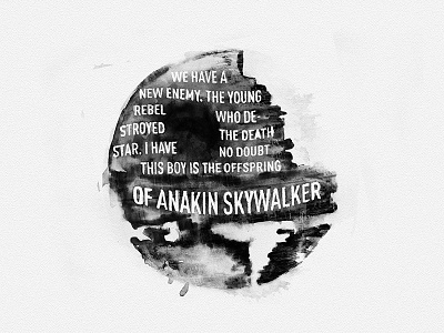 Death Star / Watercolor Letering process black brush calligraphy darthvader death star lettering prints starwars typography watercolor