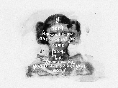 Princess Leia / Watercolor Lettering black brush calligraphy darthvader leia lettering prints starwars typography watercolor