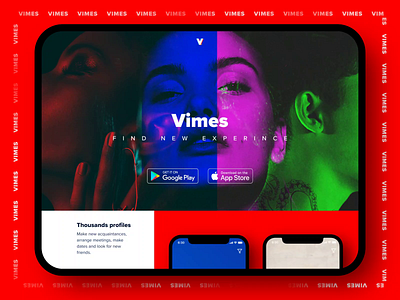Vimes - Landing page (social dating app) aftereffects animation app design figma typography ui ux video