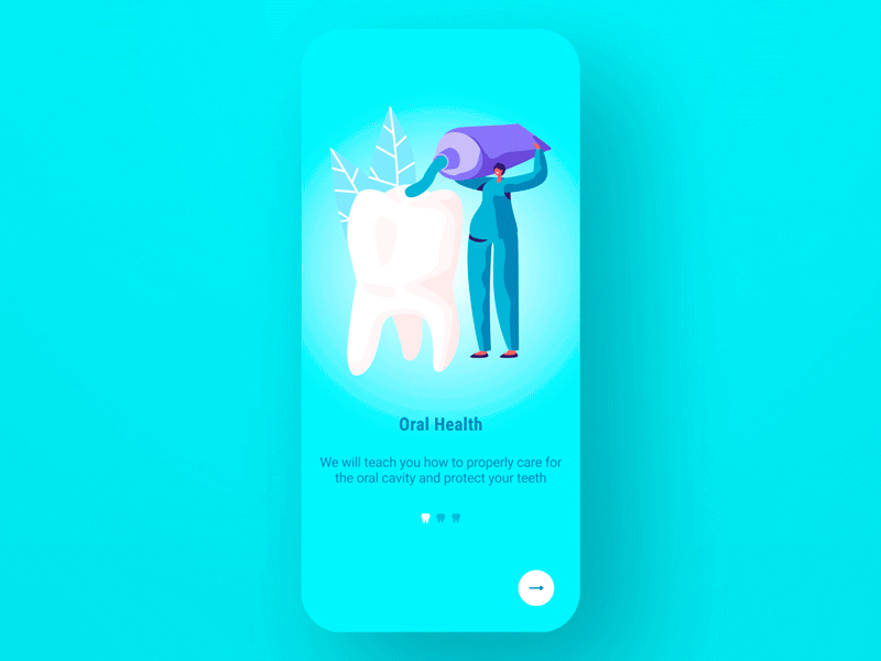 Dentistry App Onboarding adobe after effect android animation app branding design figma flat gif illustration ios typography ui vector