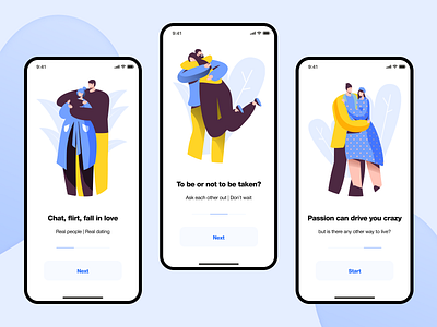 Flur (Dating App) • Onboarding app branding dating dating app design figma flat illustration ios typography ui vector