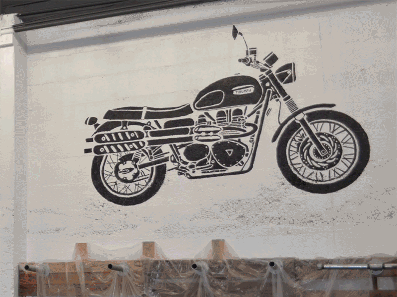 Triumph of Seattle Mural Collab illustration moto motorcycle mural paint triumph