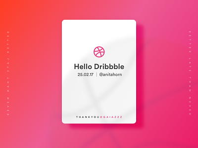 Dribbble Hello card debut dribbble firstshot gradient hello ui
