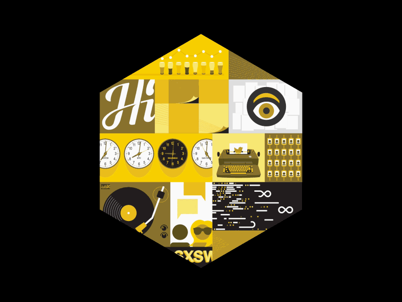 SXSW Hexicons design hive hand lettering hand type hive ibm ibm design logo sxsw