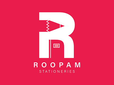 Roopam Stationeries Logo book branding communication logo logo design logo design challenge logo designer minimalist logo minimalist logo design minimalistic logo negative space negative space logo pencil r stationery