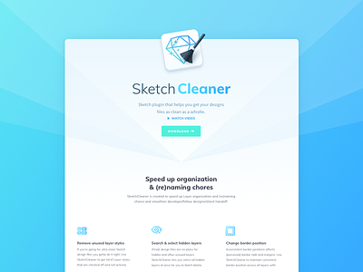 SketchCleaner - Website clean cleaner header one page one pager plugin product sketch sketchcleaner sketchplugin webpage website