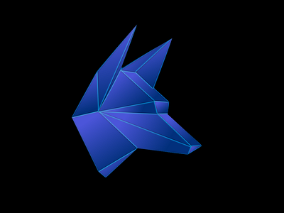 Wolf 3D logo Blue Metal