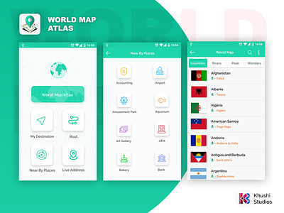 World Map Atlash app ui