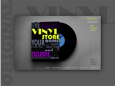 THE VINYL store brand branding color design graphic design interface interface design interface designer landing landing page typography ui uidesign ux ui design web website website design