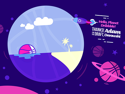 Hello Planet Dribbble first official shot first shot hello island planet dribbble space thanks