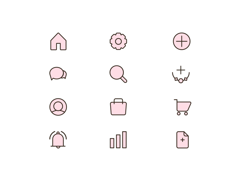 Icon set for jewel app add on animation branding cart forum home icon illustration illustrator line logo minimalism notification poll profile search shop simple
