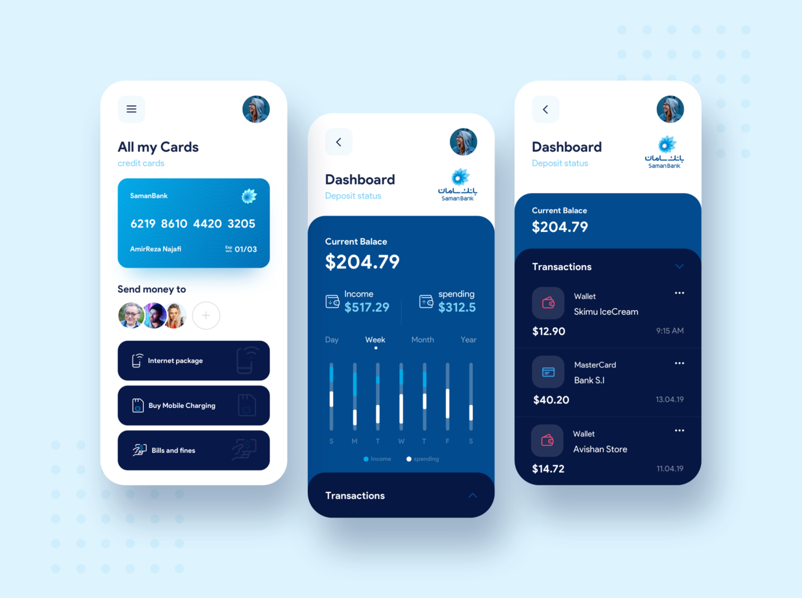 Mobile Financial App by AmirReza Najafi on Dribbble