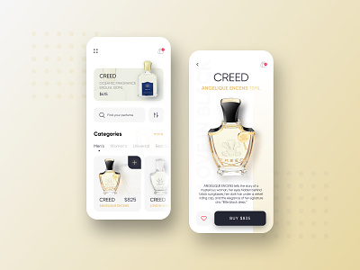 Perfume shopping app app clean color concept design ios ios design minimal mobile perfume store ui uiux