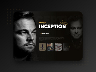 Video Intro Page UI Concept🎥🎞 black clean color concept dark design imdb inception intro leonardo dicaprio minimal movie ui ui ux uidesign uiux video web webdesign yellow