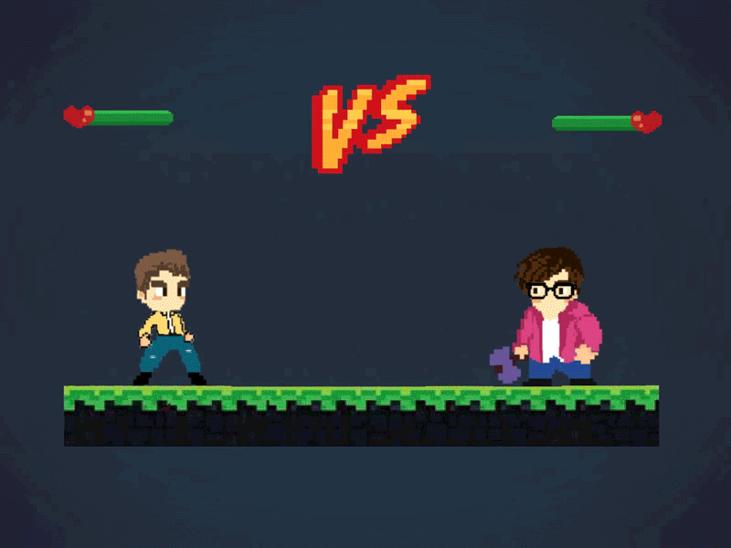 Fighting Time aftereffects animated animated gif drawing fight game gif illustration pixel pixelart sketch sketching vs