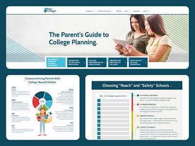 BestColleges.com | The Parent's Guide to College Planning best colleges bestcolleges.com college planning data visualization design graphic design guide hero image infographic infographics landing page parent web design
