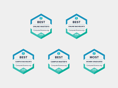 ComputerScience.org | 2016 Badges branding college computer science illustration rankings ui vector