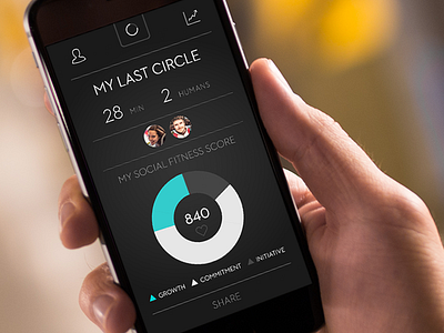 Stat Screen app circle connecting friends interface ios score screen social status ui ux