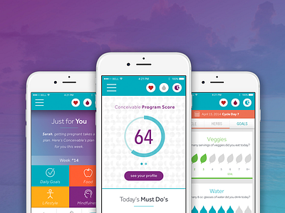 Conceivable App app color design fertility ios mobile natural planning program tracking ui ux wellness