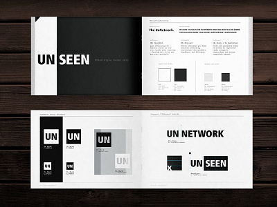 Unseen Brand Style Guide black and white branding bold design books box logos brand style guide geometry logo anatomy style guide