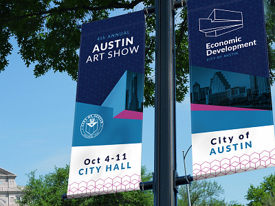 Austin City Banners architecture branding system city branding city of austin geometric modern street banners texas