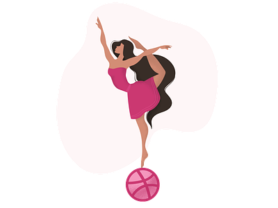 Hello Dribbblers!!! app ballerina ballet dance design dribbble figure flat graphic hello illustration ipad procreate vector web