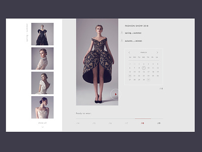 one of the pages of the clothing designer website adaptive adobe app branding calendar collection design dress dribbble event exclusive fashion fashion show flat landing landing page ui ux web website