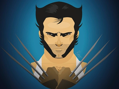 Wolverine hugh jackman illustration portrait vector wolverine