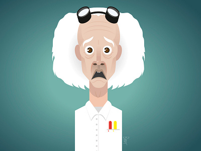 Doc Emmett Brown christopher lloyd illustration portrait vector