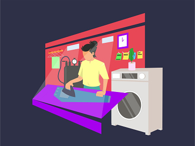 Laundry Room art design flat design illustration iron ironing laundry laundry room ui vector web illustration