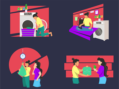 laundry illustration entrepreneur flat design illustration laundry transaction ui vector