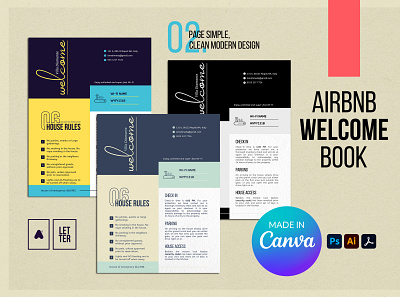 Vacation Rental Guidebook Template airbnb airbnb guidebook airbnb welcome book template brochure brochure design clean design design graphic design guest book house manual
