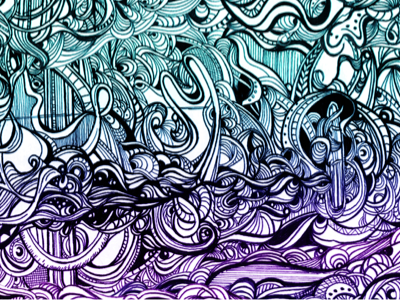 Ocean in a Storm abstract doodle illustration ink line pen