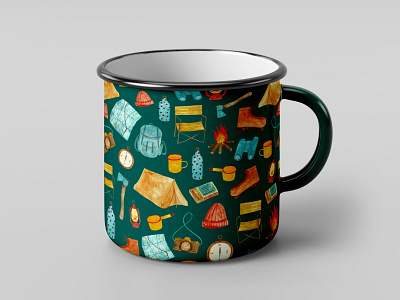 Adventure Pattern Enamel Mug