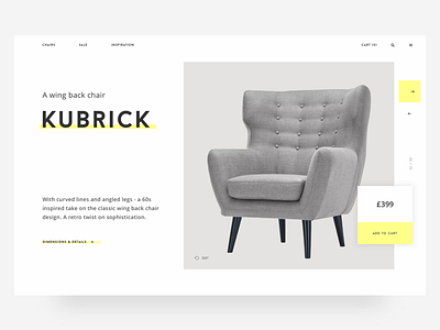 Product presentation concept chair concept design furniture interface light minimal product shop simple ui web