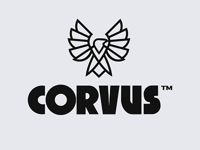 Corvus Logo bird logo branding corporate corvus crow custom lettering custom type eagle illustration lettering lineart linework logo logotype raven thick stroke vector