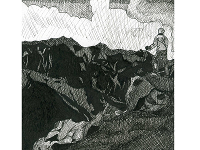 Inktober 2018 Day 7 - 'Exhausted' black and white exhausted hike hiker ink inkart inktober inktober 2018 inktober 2018 day 7 inktober exhausted mountain mountain summit october pen pigment pigment pen summit