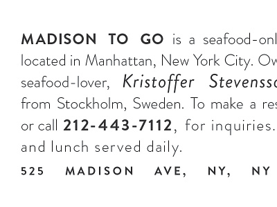 Madison To Go Business Cards: III business card design typography