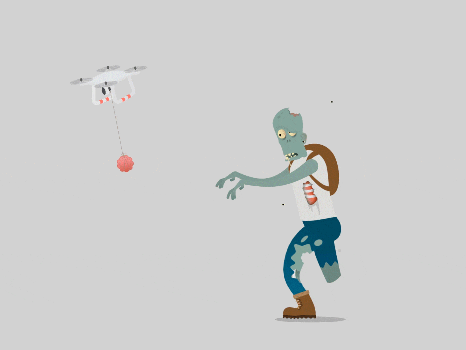 Meal on the drone 2d animation after effects animation cartoon chase doingness drone funny gif gift jumping loop motion zombie