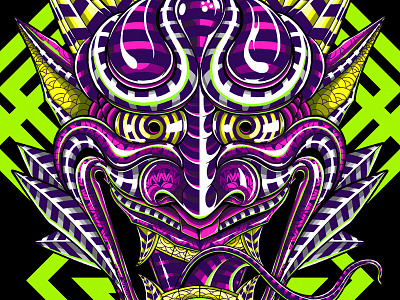 Psychedelic Hannya Illustration color hannya japanese mask palehorse pattern psychedelic